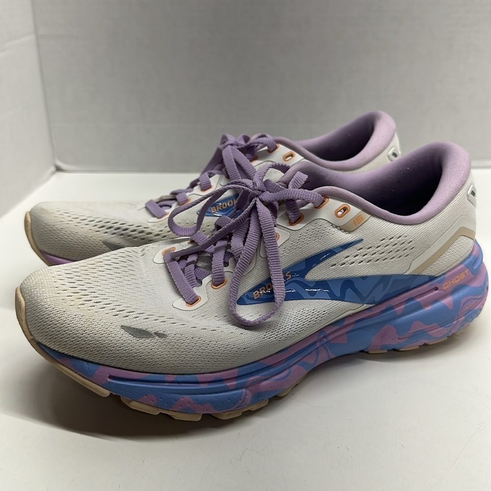 Brooks Ghost Sneakers Running Shoes 15 ReStart Purple White Women’s Size 9.5